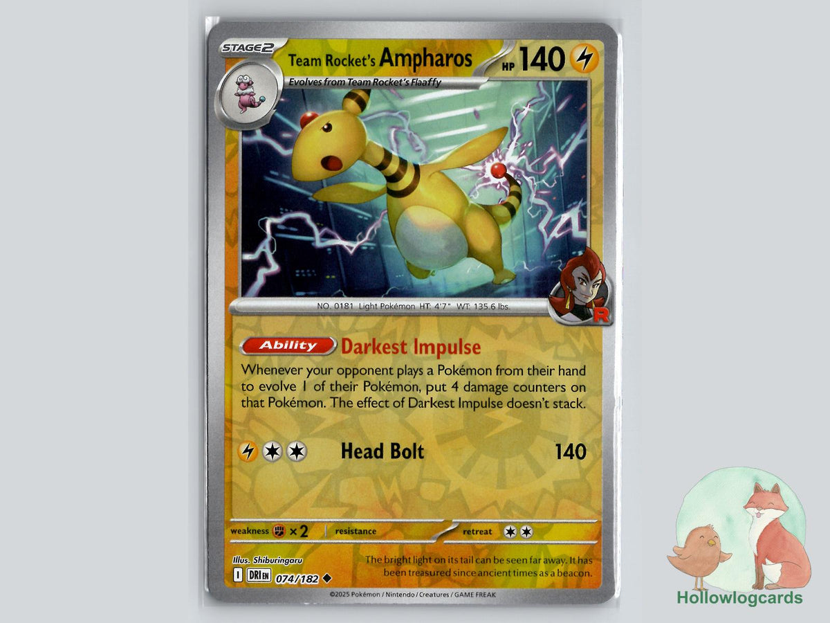 Team Rocket's Ampharos (074/182) - Destined Rivals Pokémon Card
