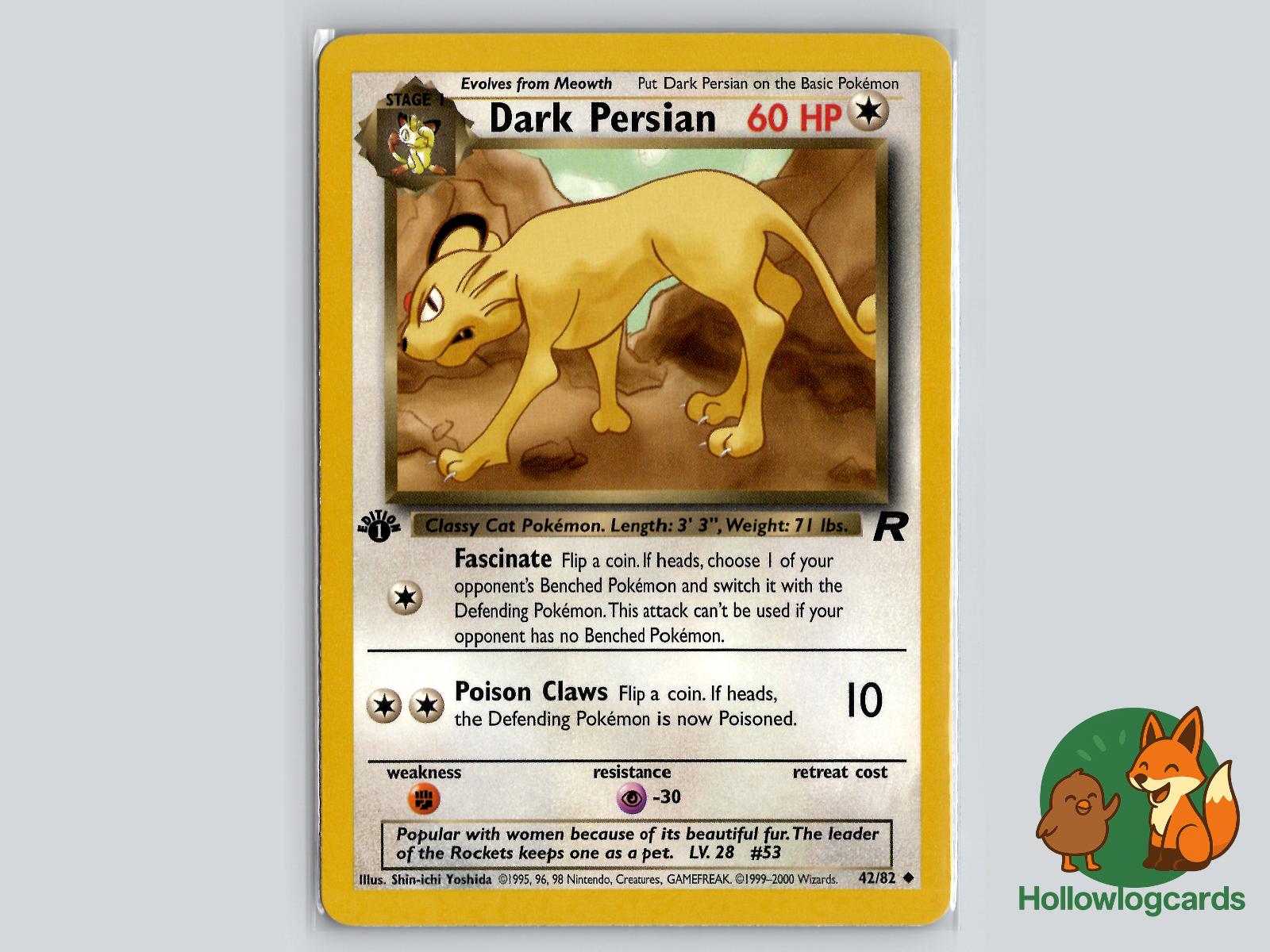 1st Edition Dark Persian (42/82) - Team Rocket Pokémon Card