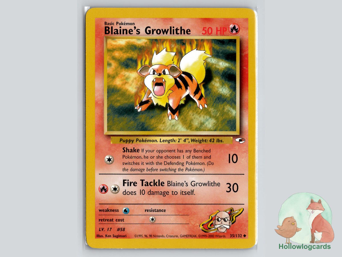 Blaine's Growlithe (35/132) - Gym Heroes Pokémon Card