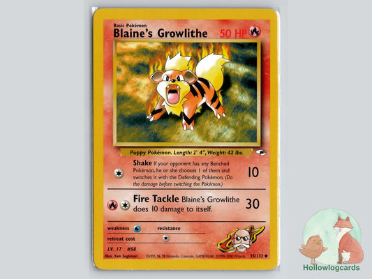 Blaine's Growlithe (35/132) - Gym Heroes Pokémon Card