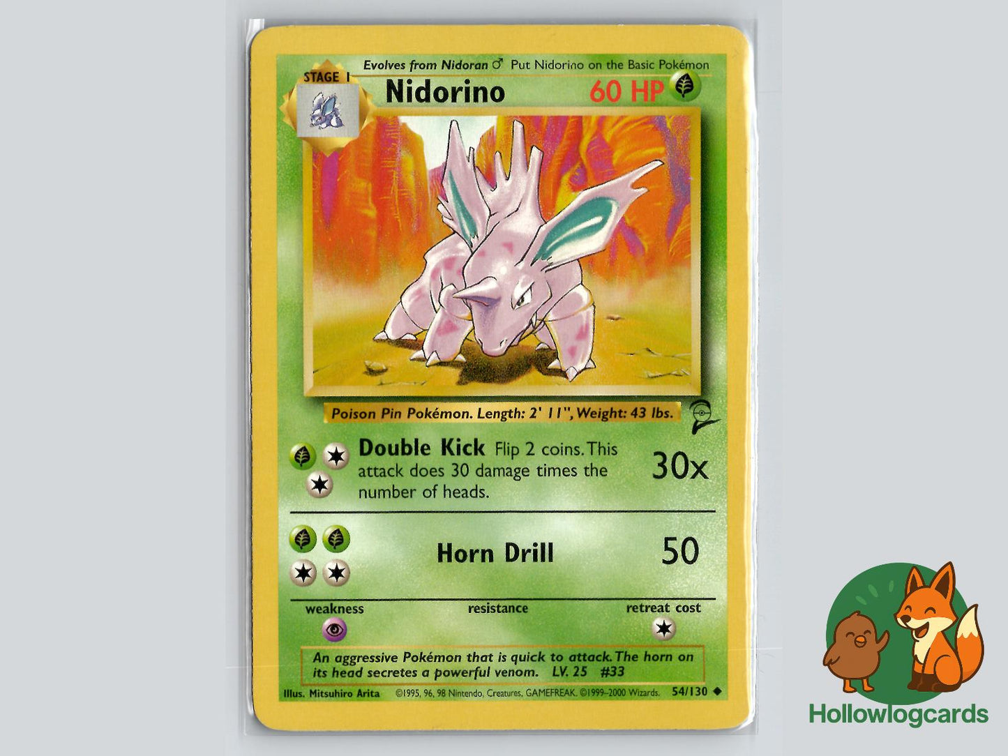 Nidorino (54/130) - Base Set 2 Pokémon Card