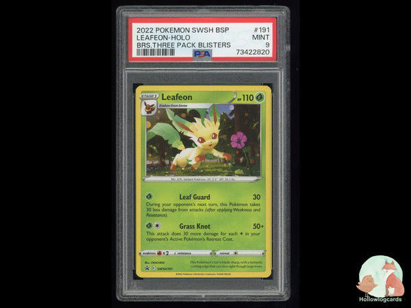 Graded Leafeon Holo (191) Brilliant Stars Three Pack Blisters - PSA 9