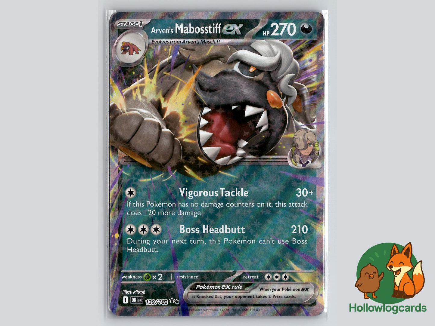 Arven's Mabosstiff ex (139/182) - Destined Rivals Pokémon Card