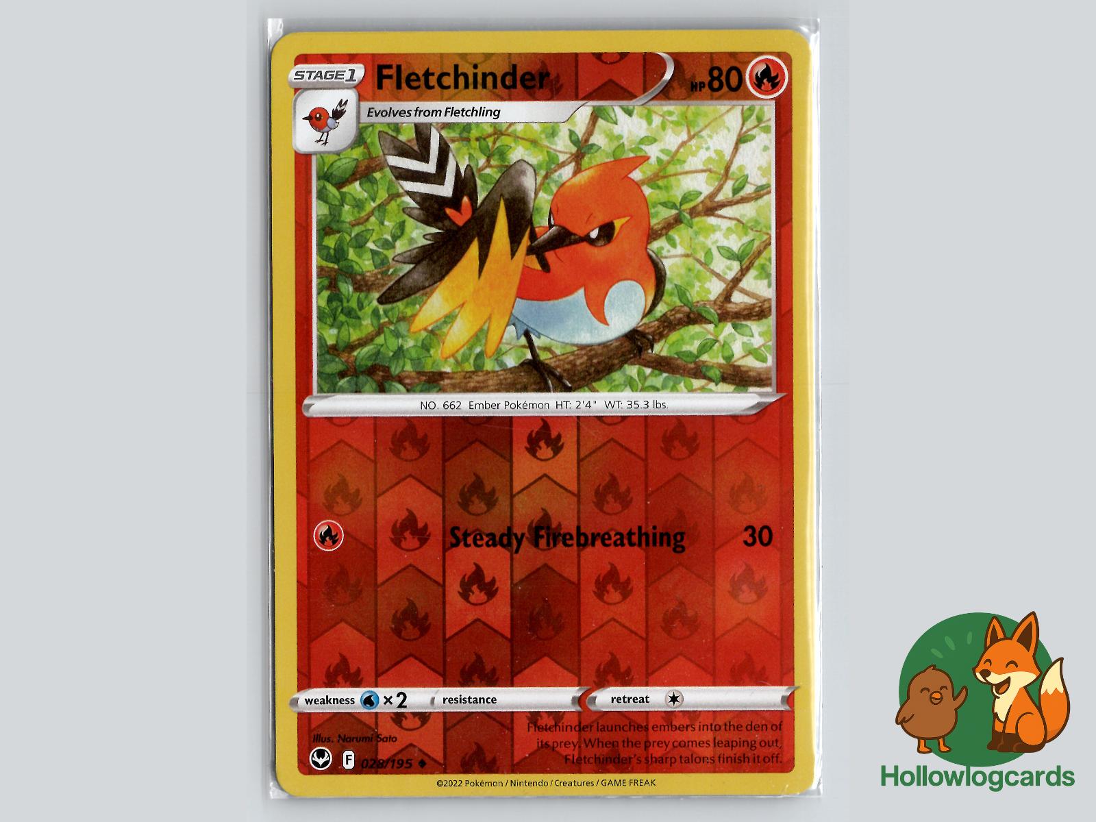 Fletchinder (028/195) - Silver Tempest Pokémon Card