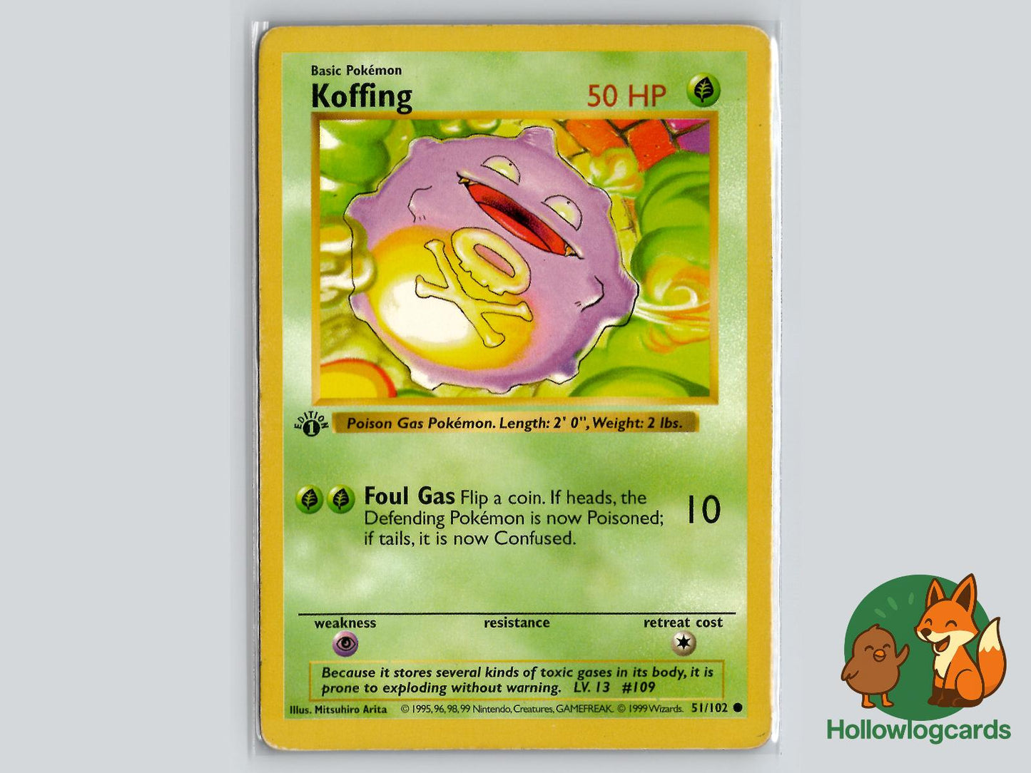 1st Edition Koffing (51/102) - Base Pokémon Card