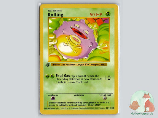 1st Edition Koffing (51/102) - Base Pokémon Card