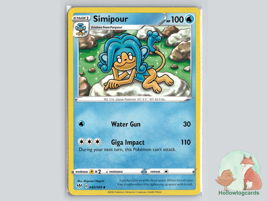 Simipour (042/189) - Darkness Ablaze Pokémon Card