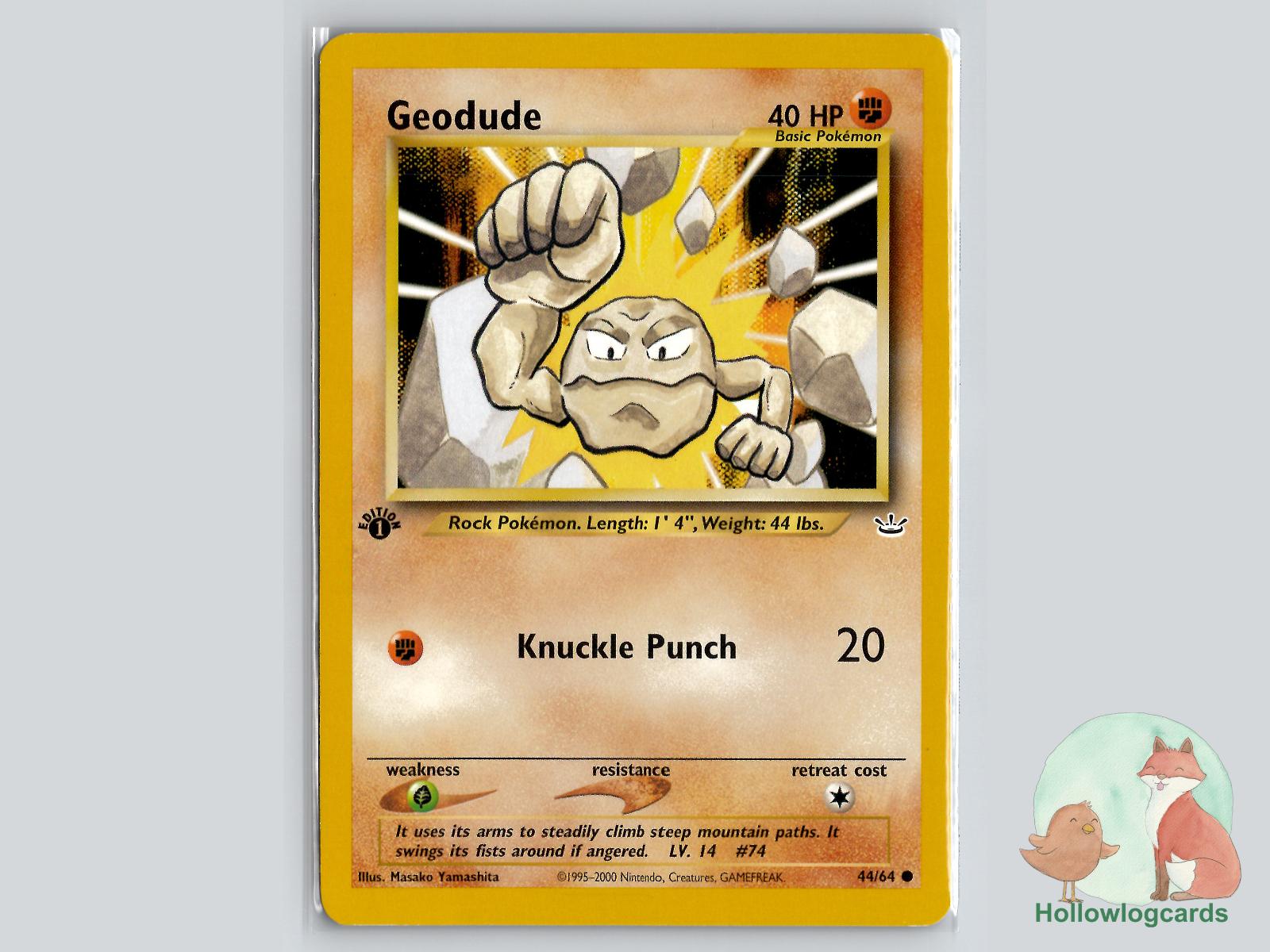 1st Edition Geodude (44/64) - Neo Revelation Pokémon Card