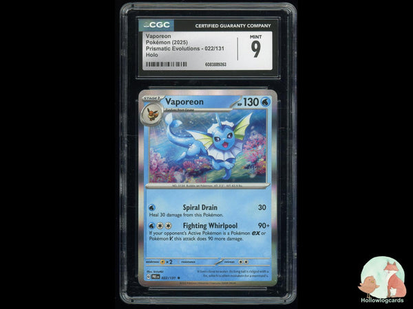 Graded Vaporeon (022/131) Holo Prismatic Evolutions - CGC Mint 9