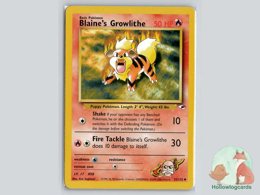 Blaine's Growlithe (35/132) - Gym Heroes Pokémon Card