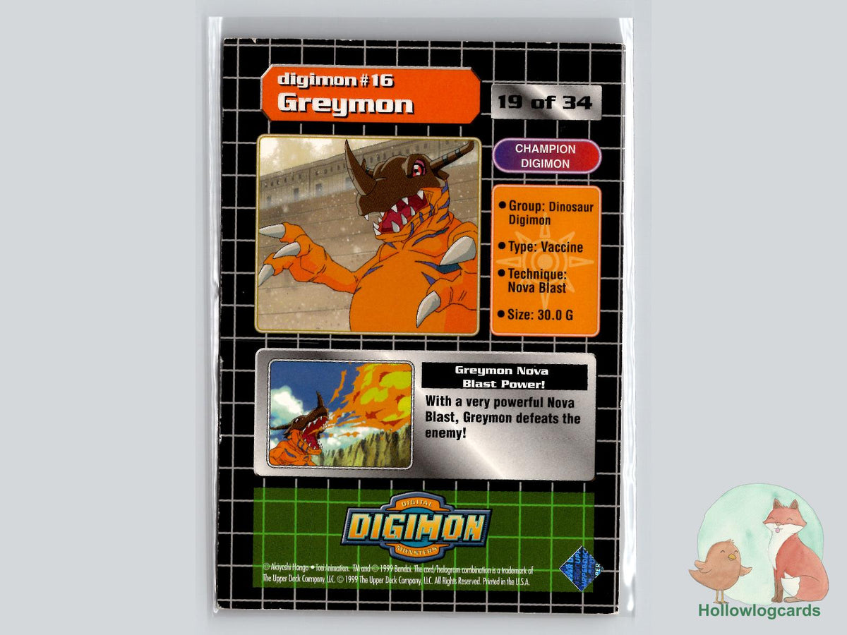 Greymon #16 (19/34) Exclusive Preview Stamped - 1999 Upper Deck Digimon