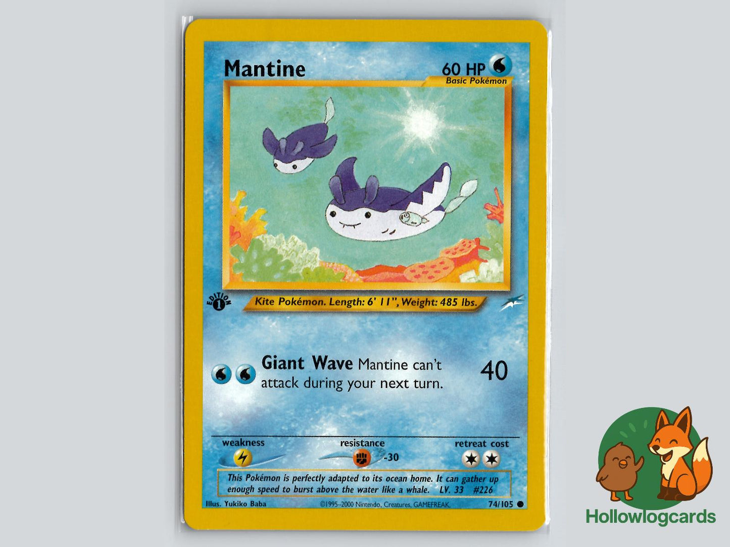 1st Edition Mantine (74/105) - Neo Destiny Pokémon Card