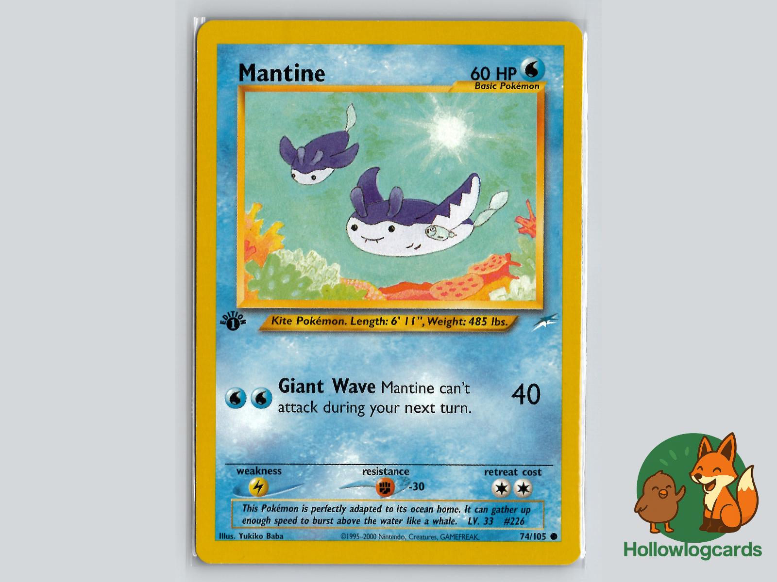 1st Edition Mantine (74/105) - Neo Destiny Pokémon Card