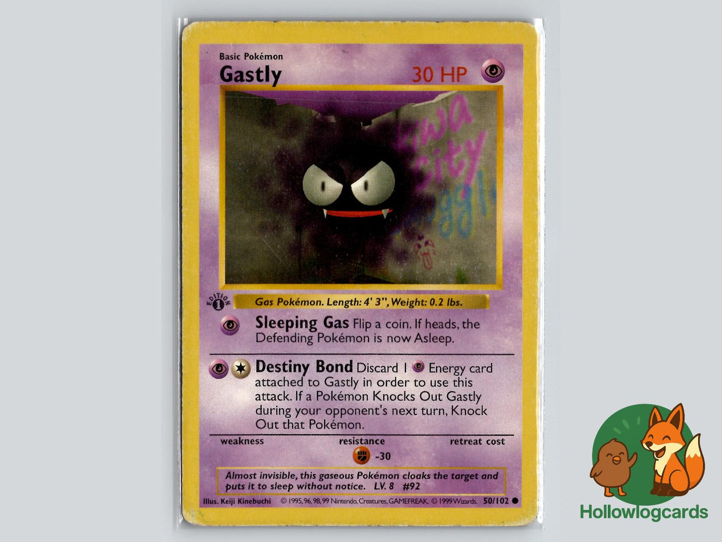 1st Edition Gastly (50/102) - Base Pokémon Card