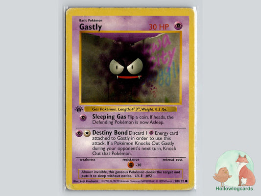 1st Edition Gastly (50/102) - Base Pokémon Card