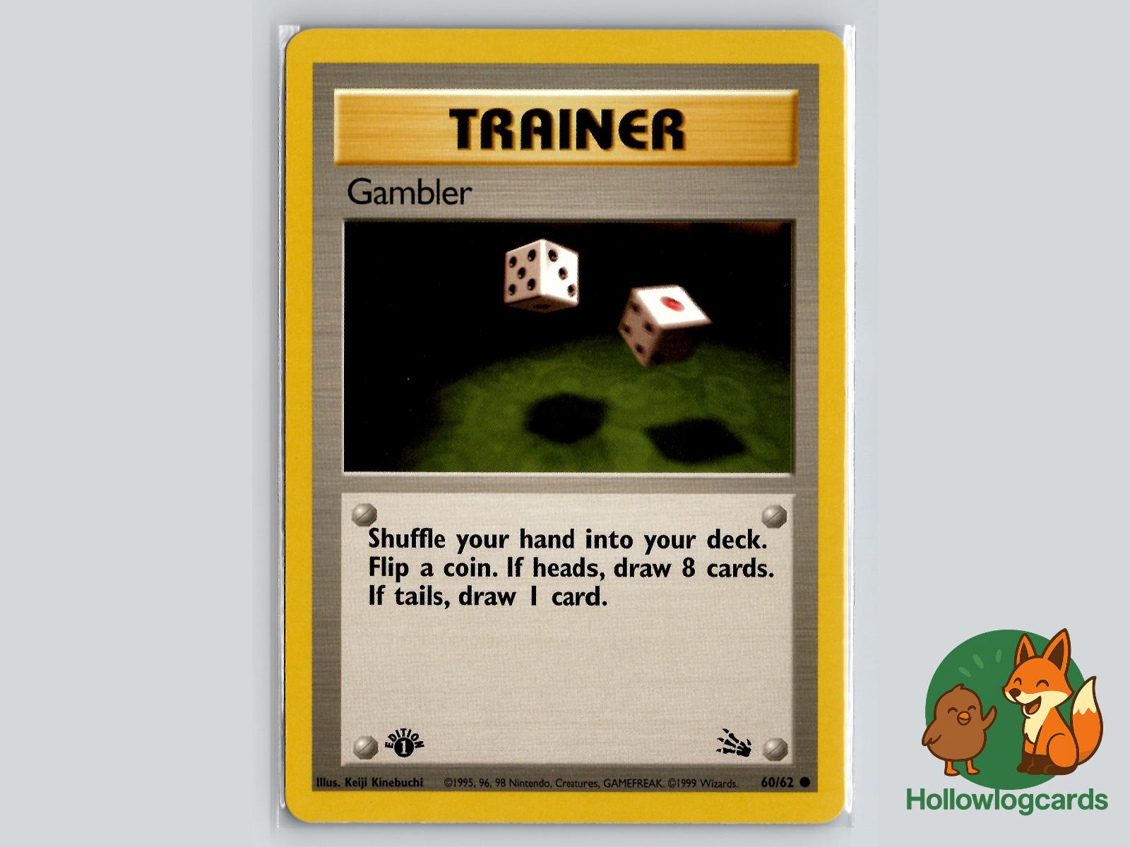 1st Edition Gambler (60/62) - Fossil Pokémon Card