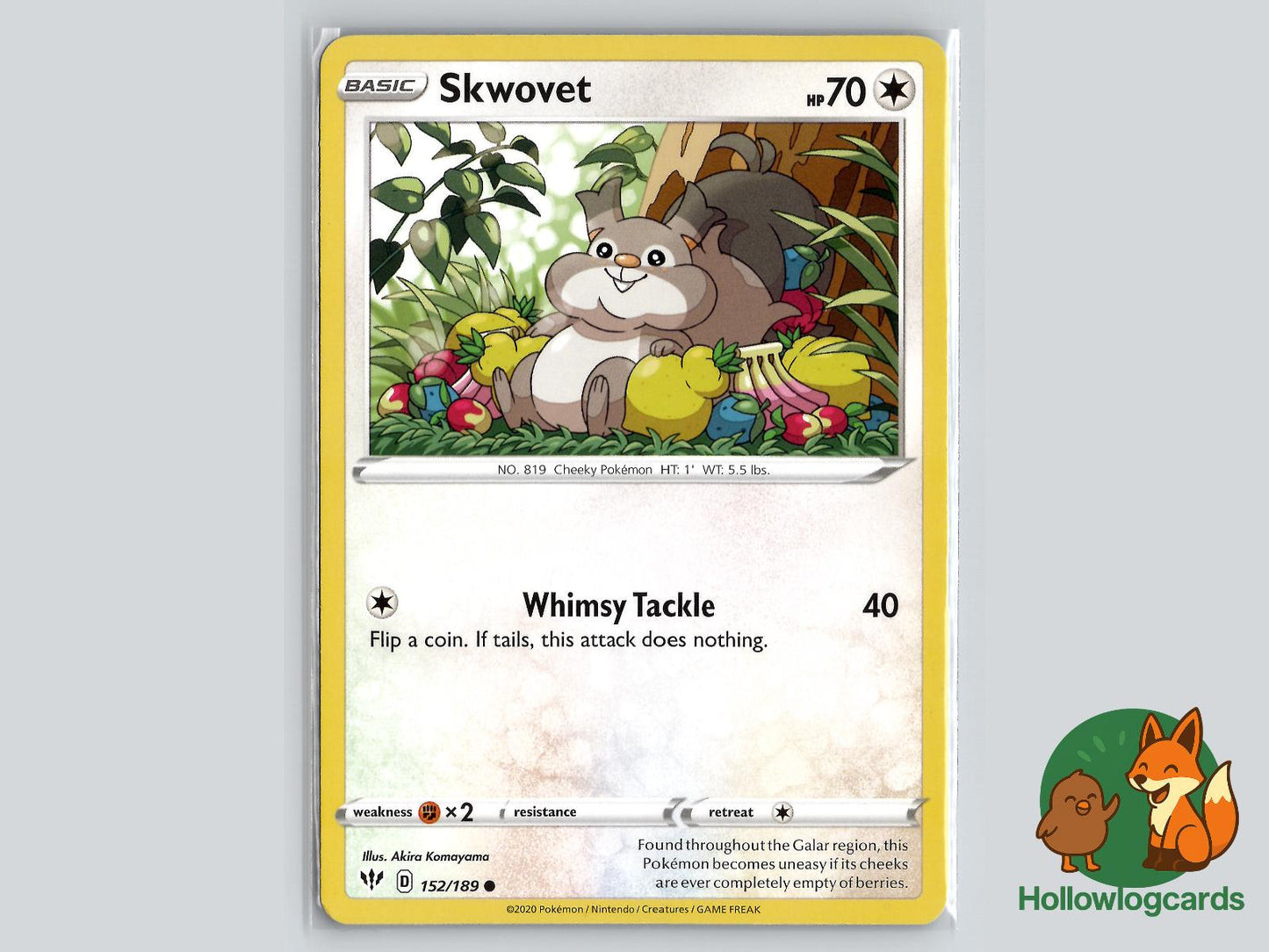 Skwovet (152/189) - Darkness Ablaze Pokémon Card