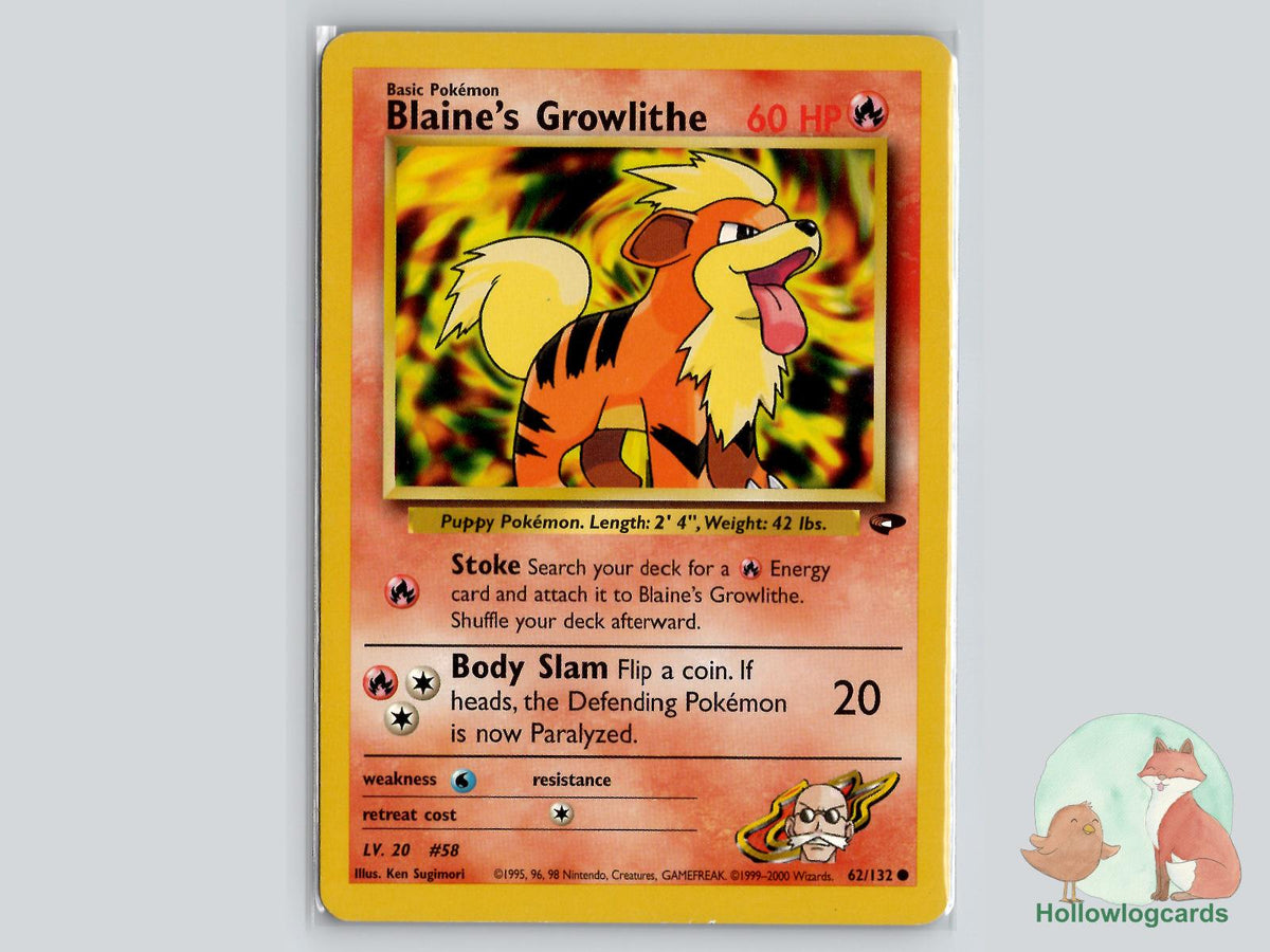 Blaine's Growlithe (62/132) - Gym Challenge Pokémon Card