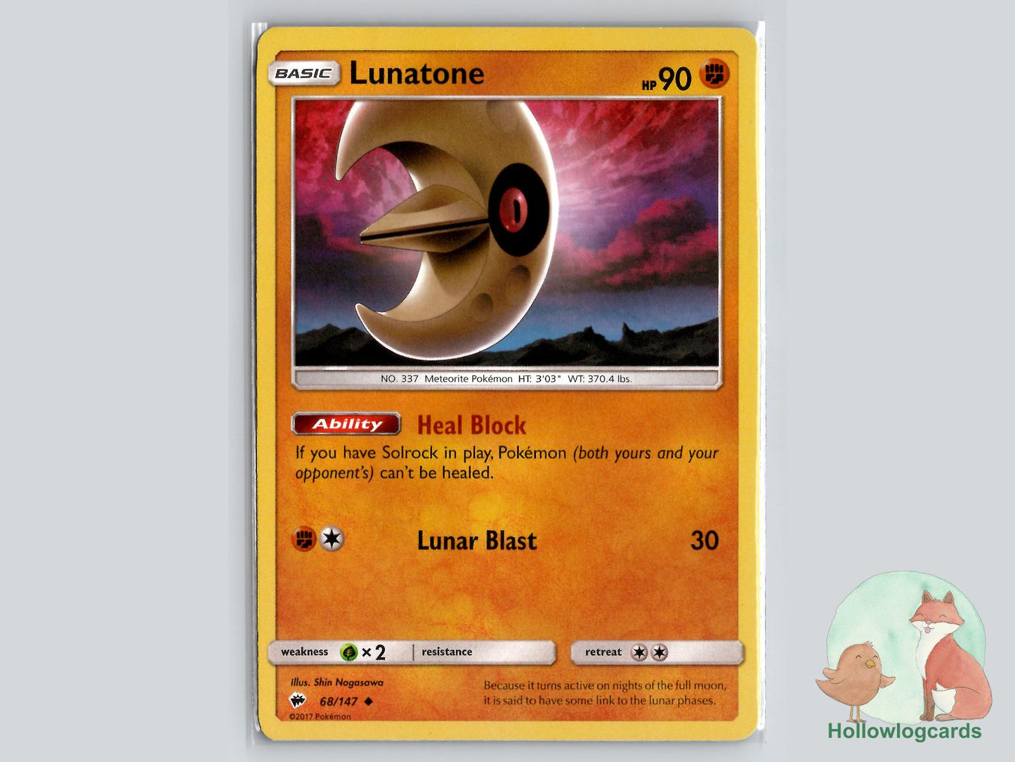 Lunatone (68/147) - Burning Shadows Pokémon Card