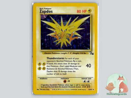 Zapdos (15/62) - Fossil Pokémon Card