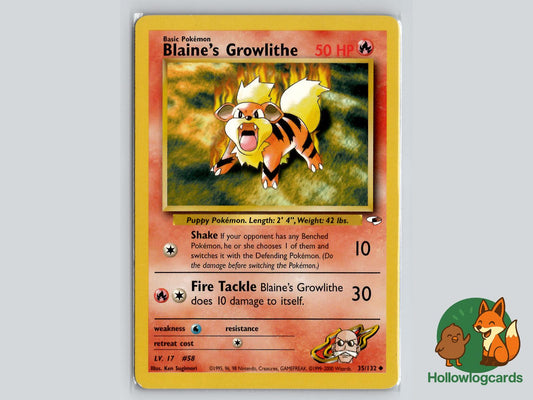 Blaine's Growlithe (35/132) - Gym Heroes Pokémon Card