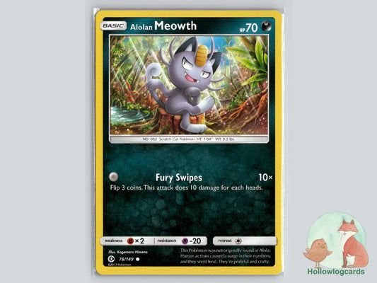 Alolan Meowth (78/149) - Base Pokémon Card