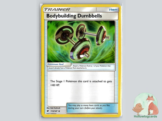Bodybuilding Dumbbells (113/147) - Burning Shadows Pokémon Card