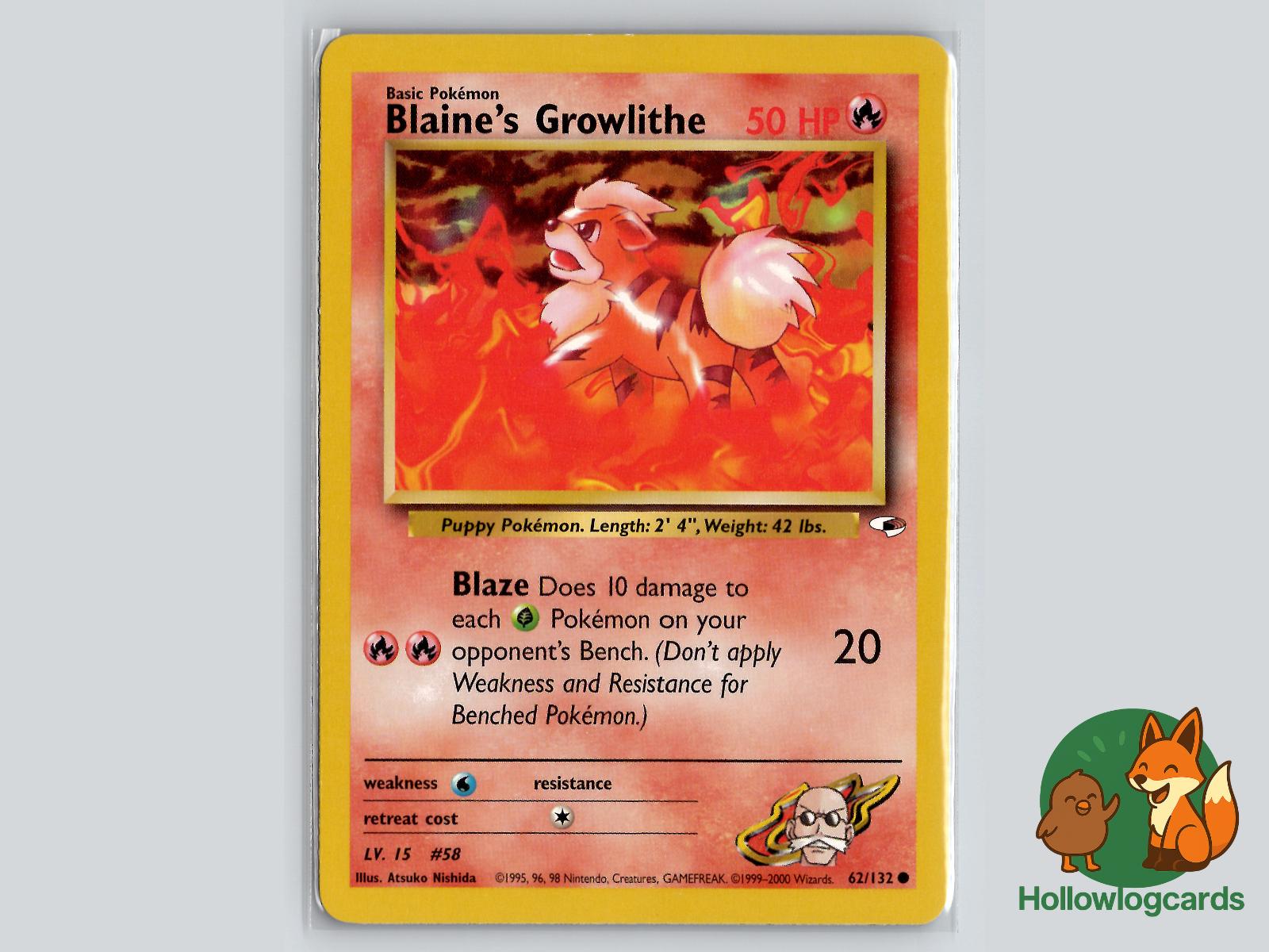 Blaine's Growlithe (62/132) - Gym Heroes Pokémon Card