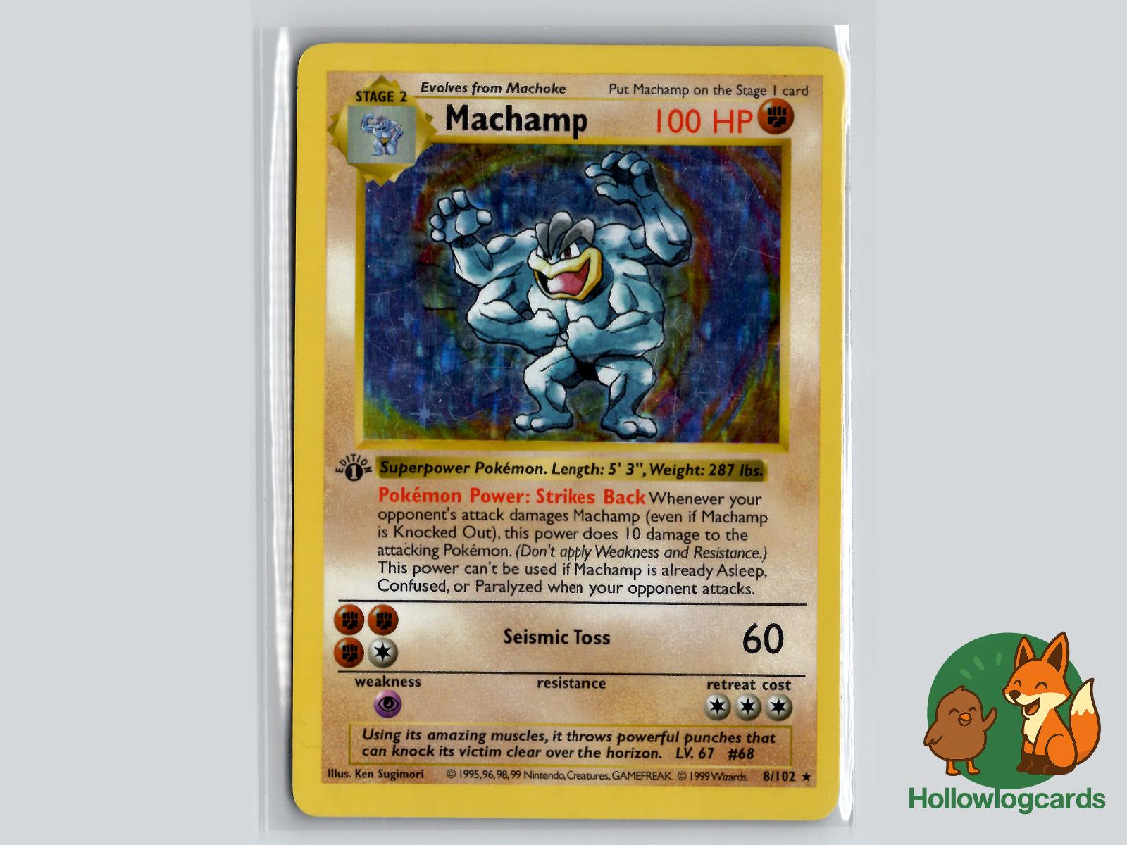 1st Edition Machamp (8/102) - Base Pokémon Card