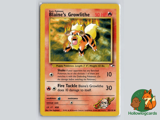 blaine's growlithe pokemon card value Blaines Growlithe (35/132) - Gym Heroes