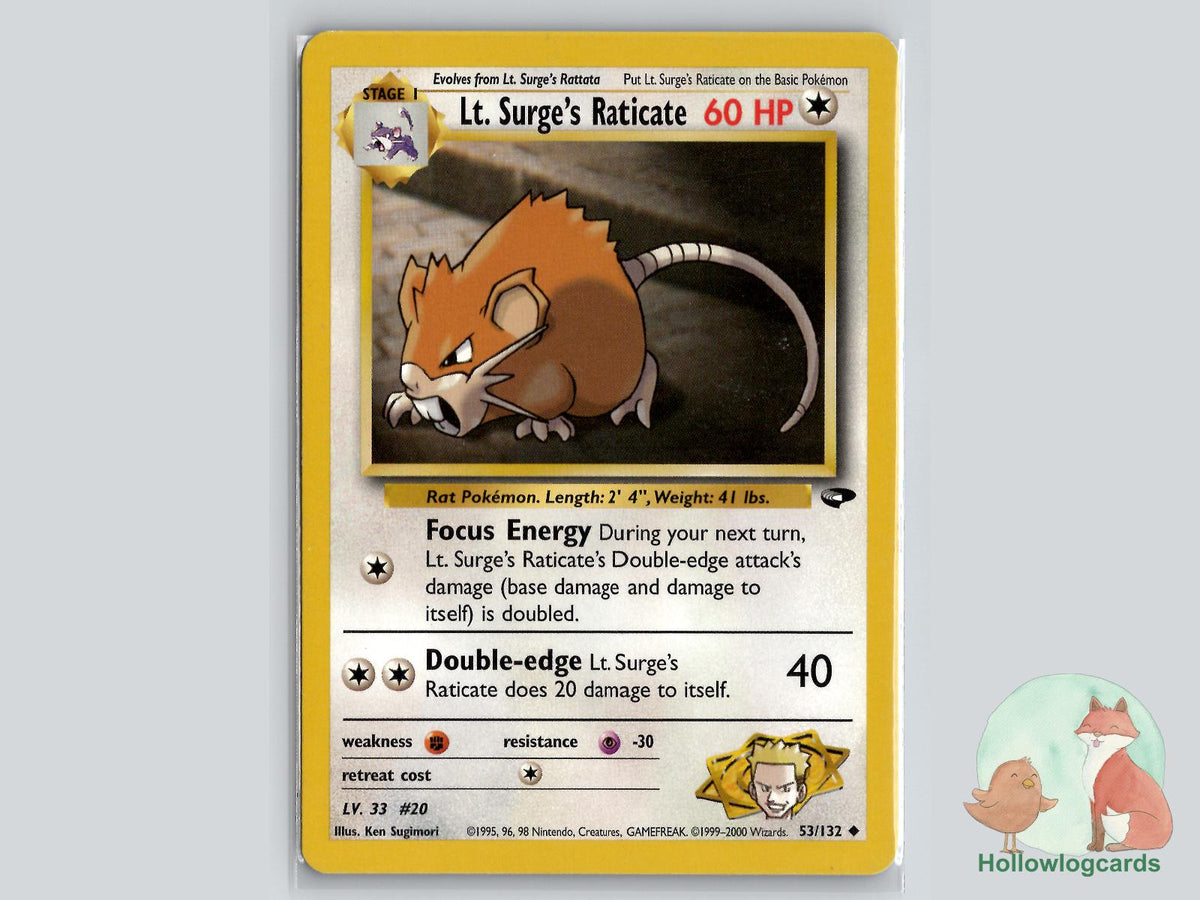 Lt. Surge's Raticate (53/132) - Gym Challenge Pokémon Card