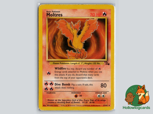 Moltres (27/62) - Fossil Pokémon Card