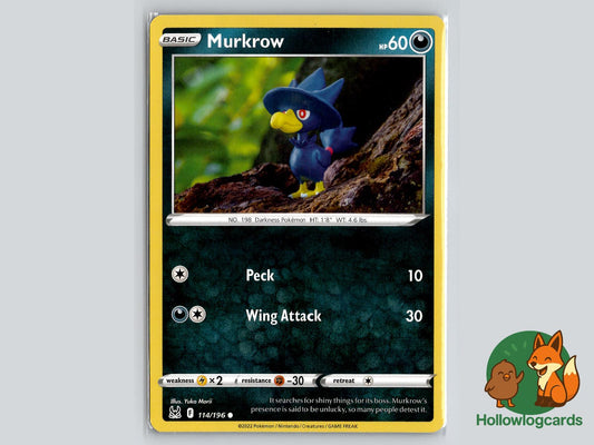 Murkrow (114/196) - Lost Origin Pokémon Card