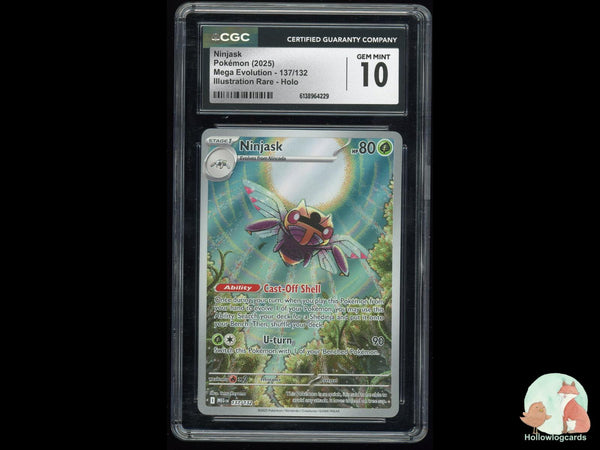 Graded Ninjask (137/132) Mega Evolution Illustration Rare Holo - CGC Gem Mint 10