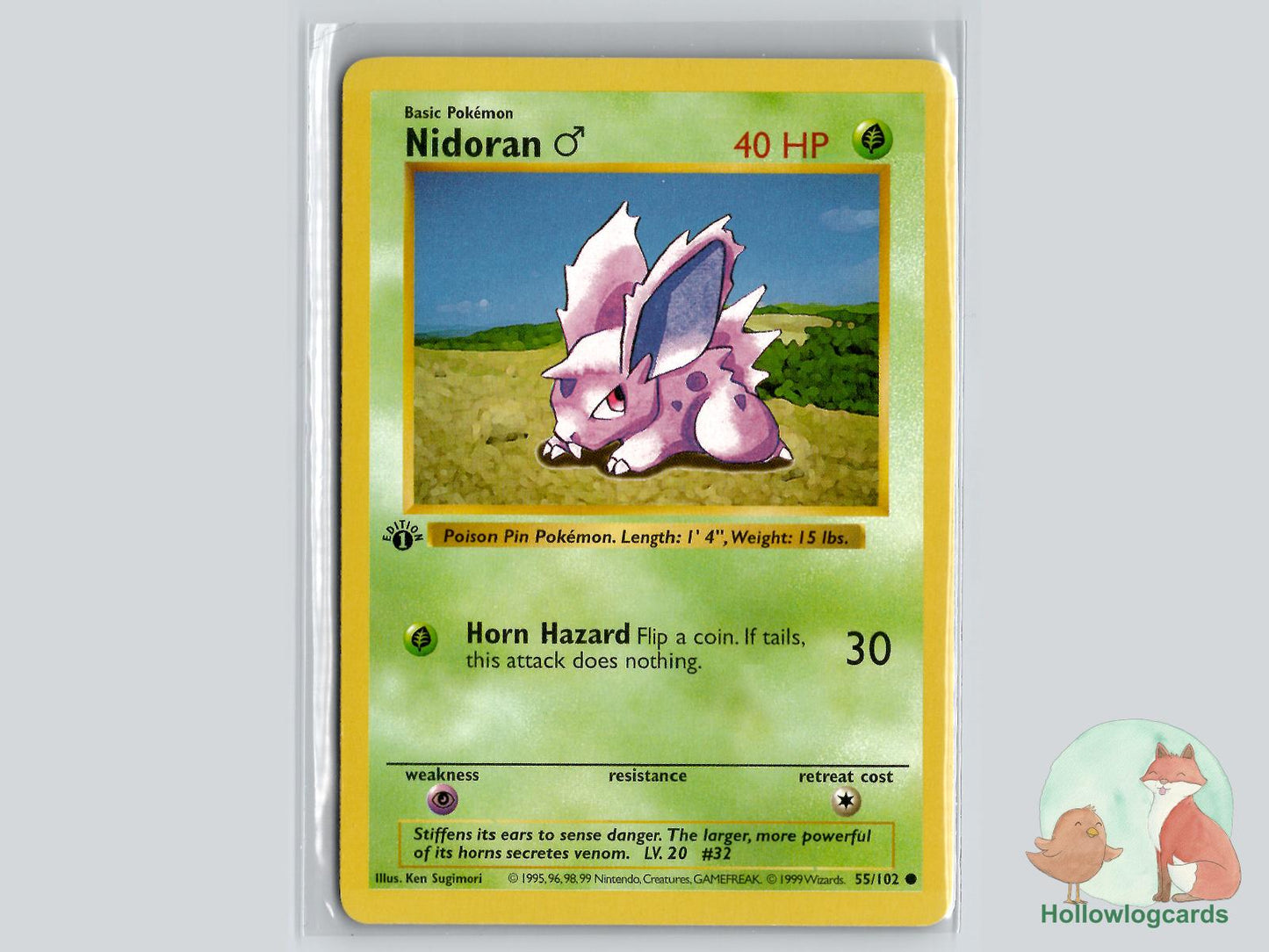 1st Edition Nidoran M (55/102) - Base Pokémon Card