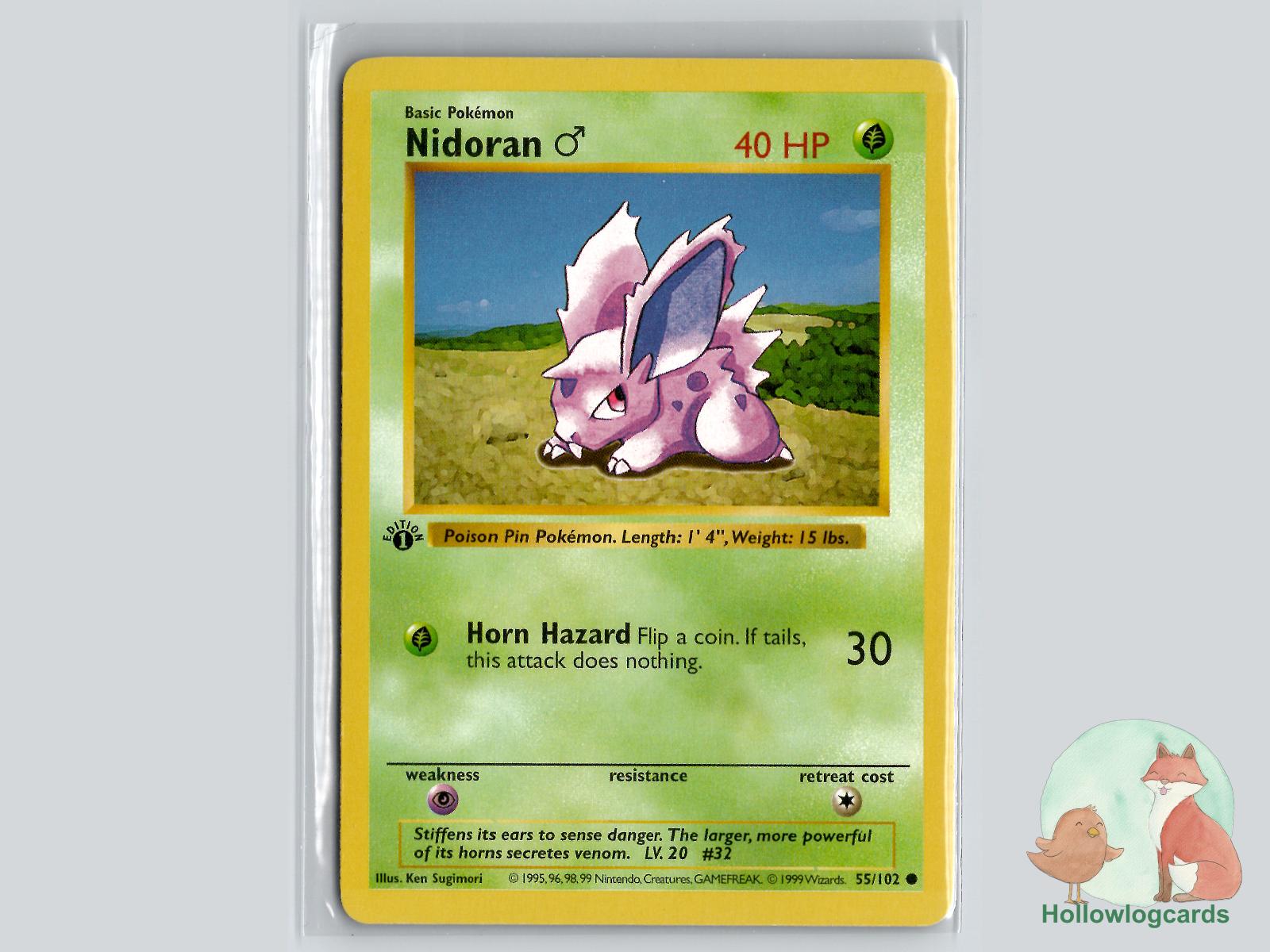 1st Edition Nidoran M (55/102) - Base Pokémon Card