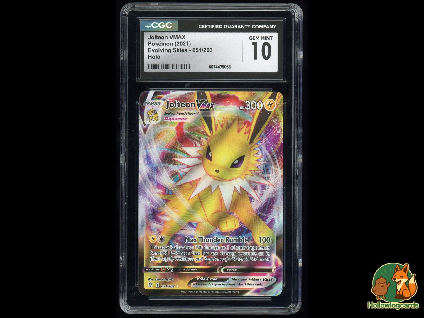 Graded Jolteon Vmax (051/203) Pokémon Card