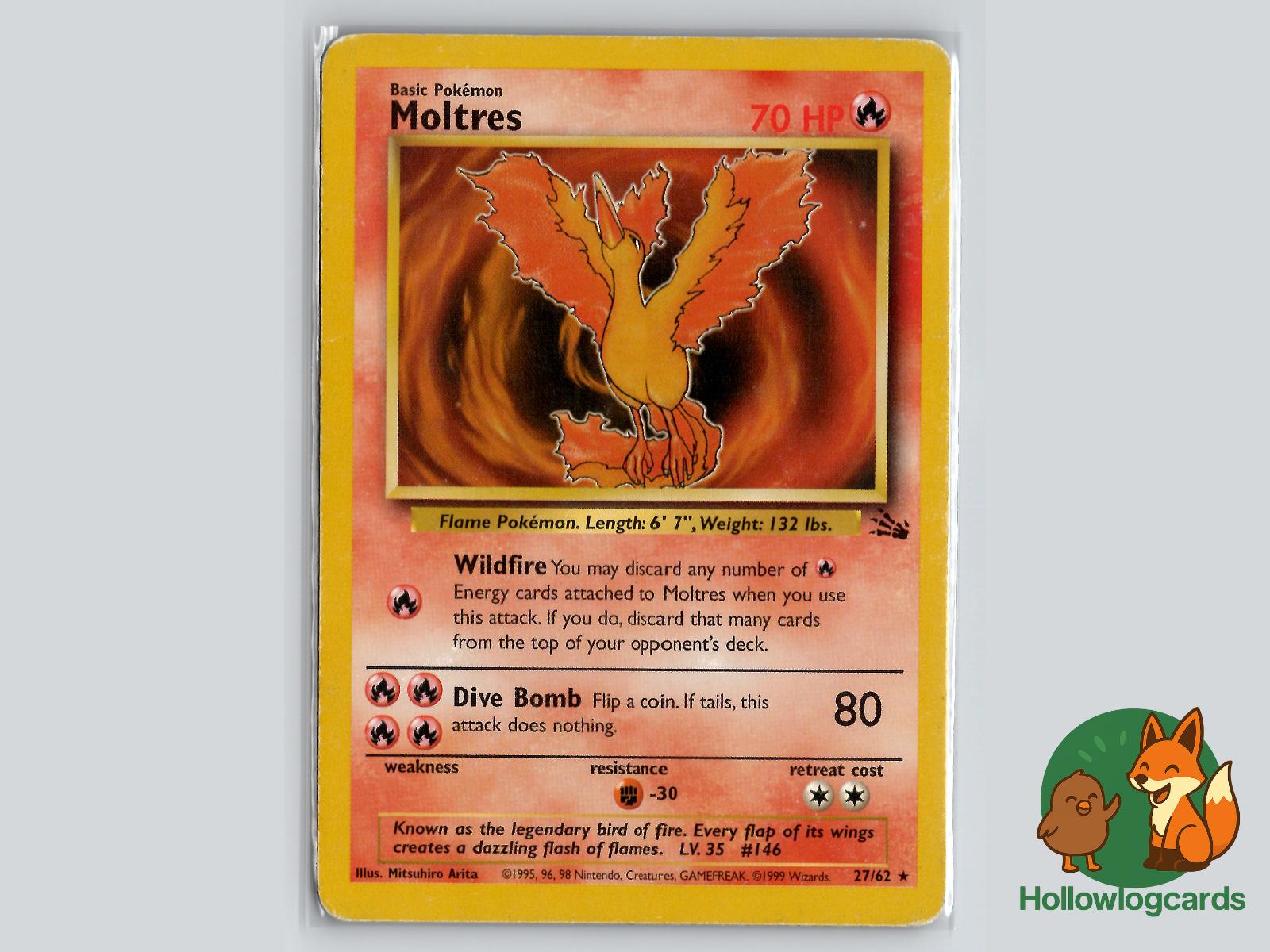 Moltres (27/62) - Fossil Pokémon Card