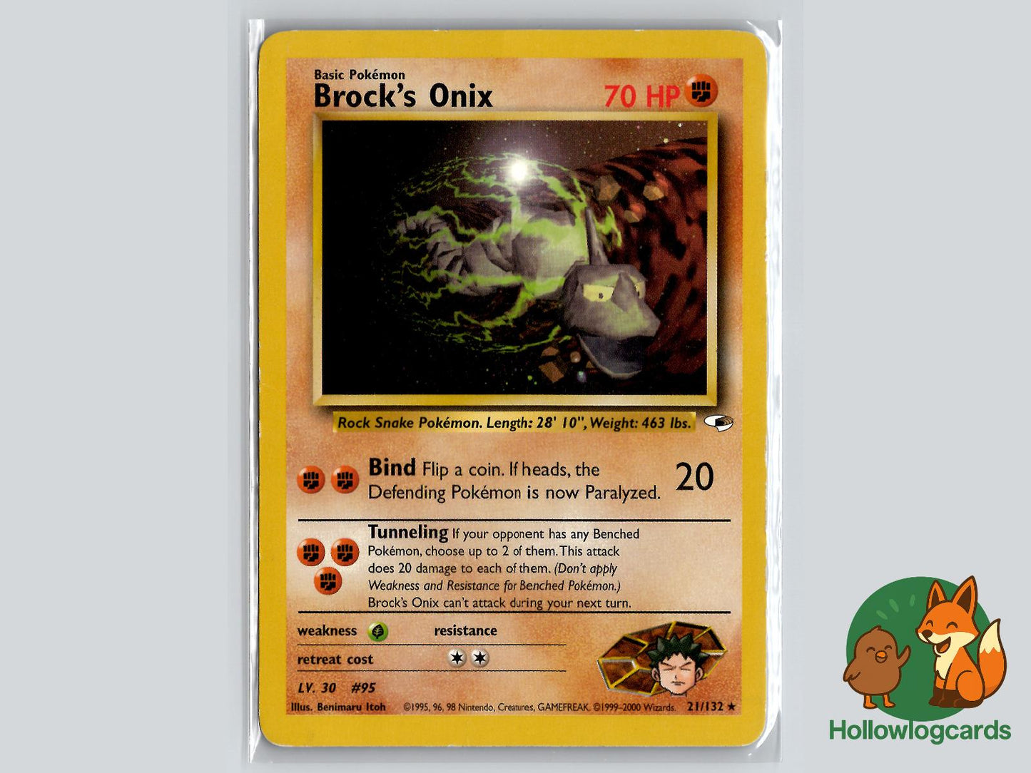 Brock's Onix (21/132) - Gym Heroes Pokémon Card