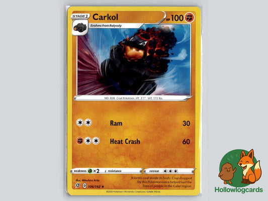 Carkol (106/192) - Rebel Clash Pokémon Card