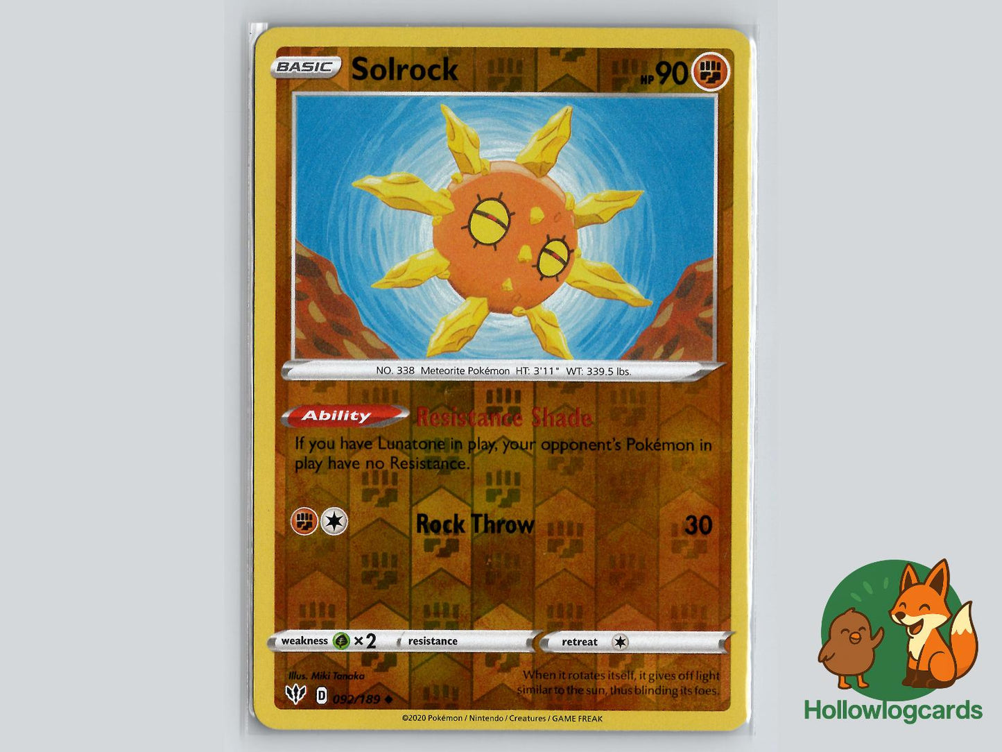 Solrock (092/189) - Darkness Ablaze Pokémon Card