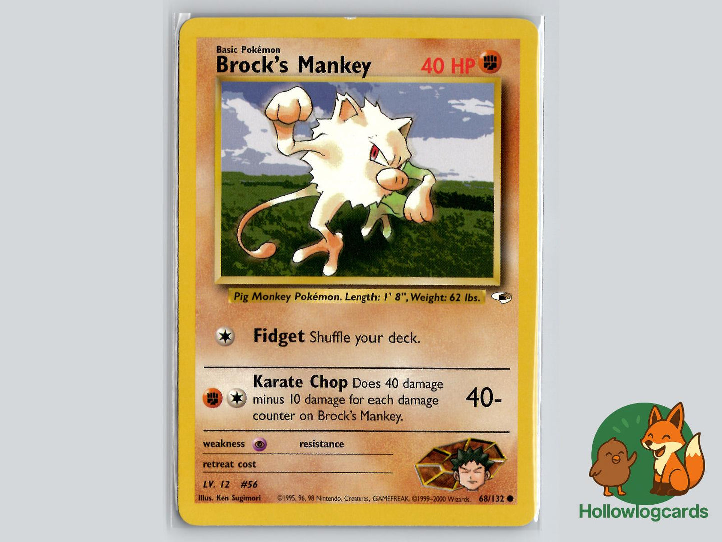 Brock's Mankey (68/132) - Gym Heroes Pokémon Card