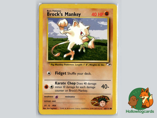 Brock's Mankey (68/132) - Gym Heroes Pokémon Card