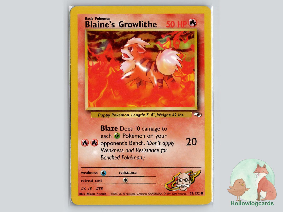 Blaine's Growlithe (62/132) - Gym Heroes Pokémon Card