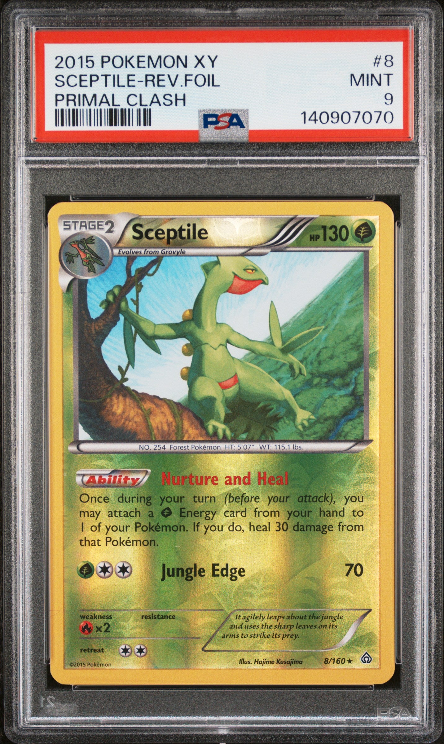 Graded Sceptile Reverse Holo (8/160) - Primal Clash - PSA 9