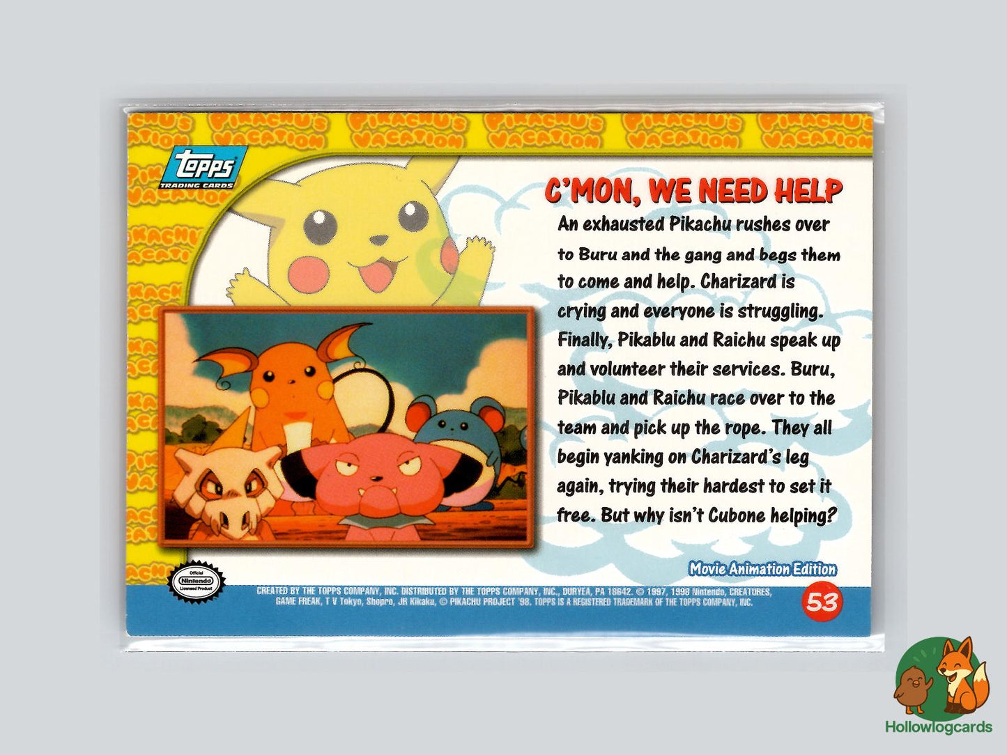 C'mon, We Need Help [Pikachu] (#53) - Topps Pikachu's Vacation
