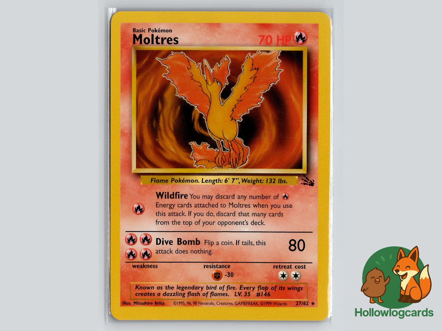 Moltres (27/62) - Fossil Pokémon Card