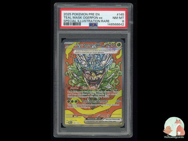 Graded Teal Mask Ogerpon EX (145/131) Special Illustration Rare - PSA Nm-Mt 8