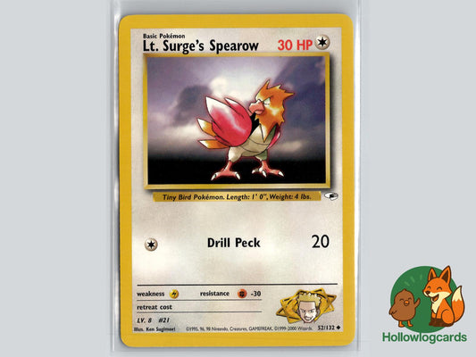 Lt. Surge's Spearow (52/132) - Gym Heroes Pokémon Card