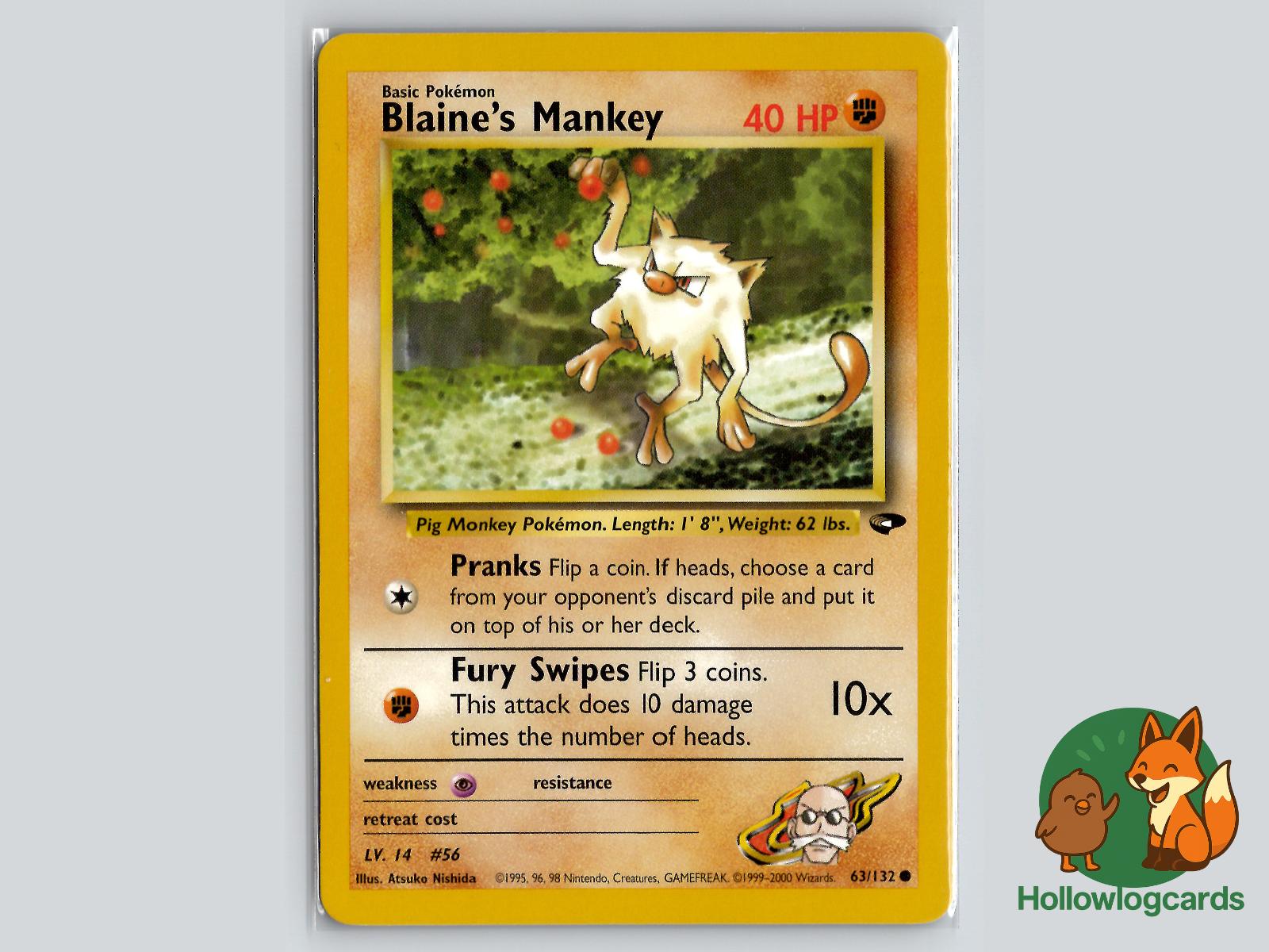Blaine's Mankey (63/132) - Gym Challenge Pokémon Card